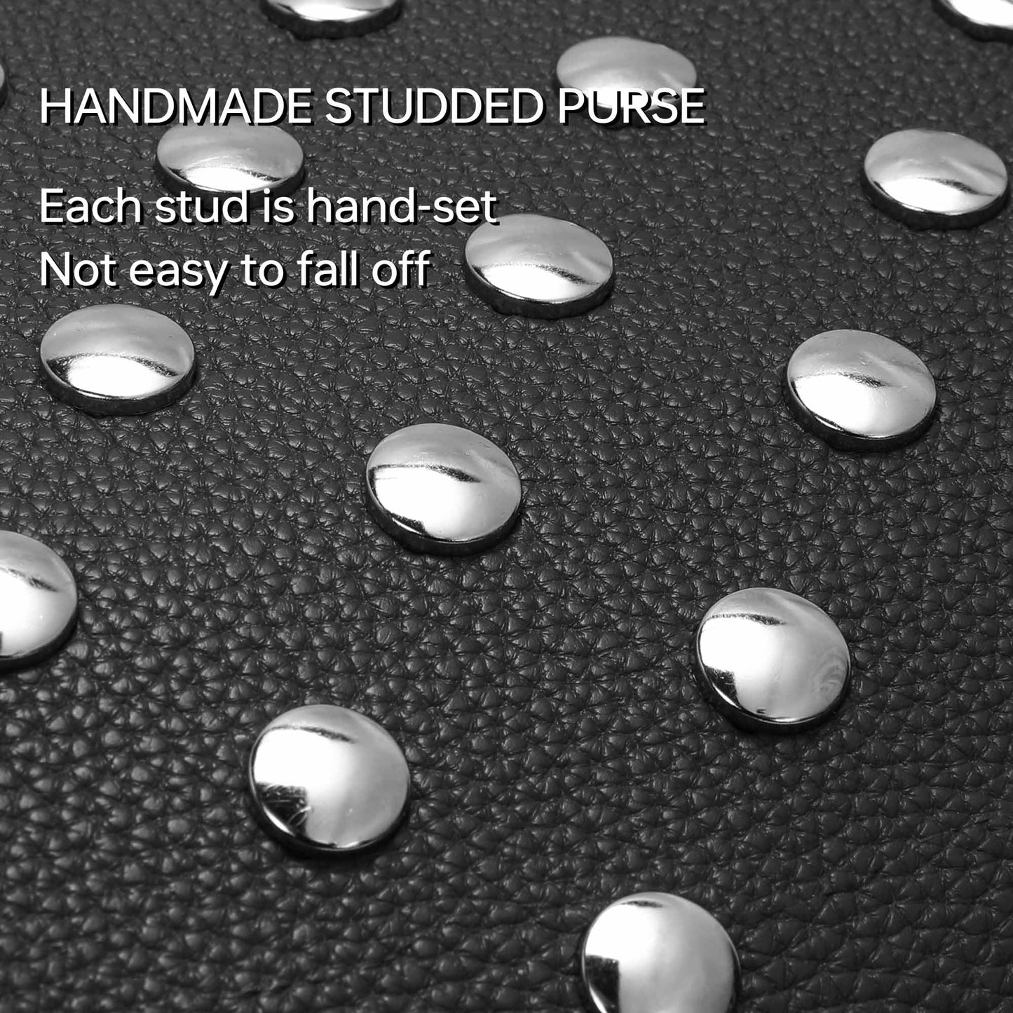 Kiss Sea Studded Handbag for Women Studded Leather Purse Trendy Shoulder Bag for Daily & Party Use Black