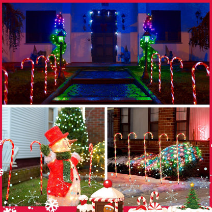 Treela 12 Pcs 36 Inch Christmas Candy Cane Lights Candy Cane Outdoor Decorations Large Christmas Pathway LED Stake Lights for Yard Lawn Garden Driveway Walkway Xmas Decor