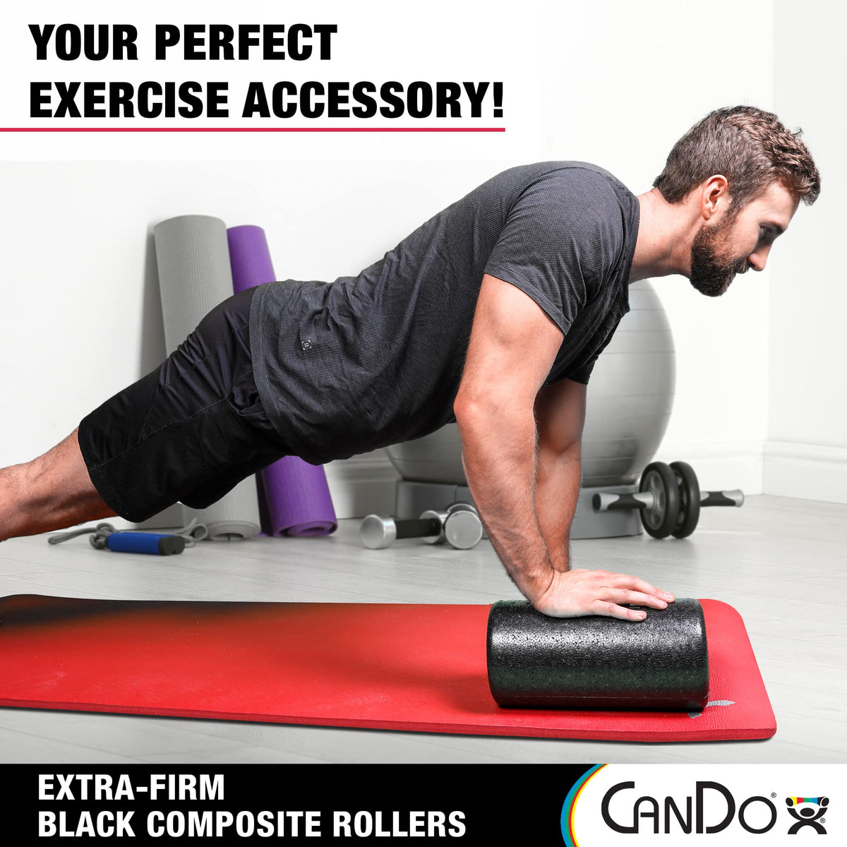 CanDo Black Composite High-Density Roller, Half-Round, 6"" X 36