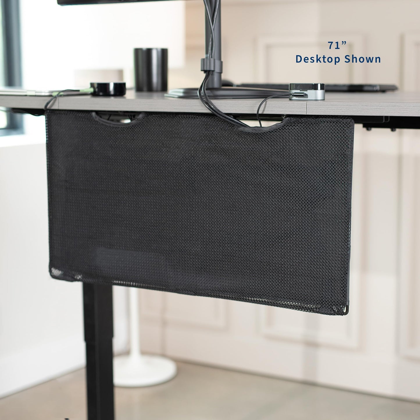 VIVO Black 30 inch Under Desk Privacy and Cable Management Organizer Sleeve, Wire Hider Kit Panel System, DESK-SKIRT-30