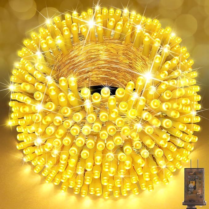 SAUIRS 60FT 160 LED Christmas Lights Outdoor String Lights with 8 Modes Timer Waterproof Fairy Light Plug in for Outside Indoor Party Xmas Palm Tree Yard Wedding Decorations(Warm White)