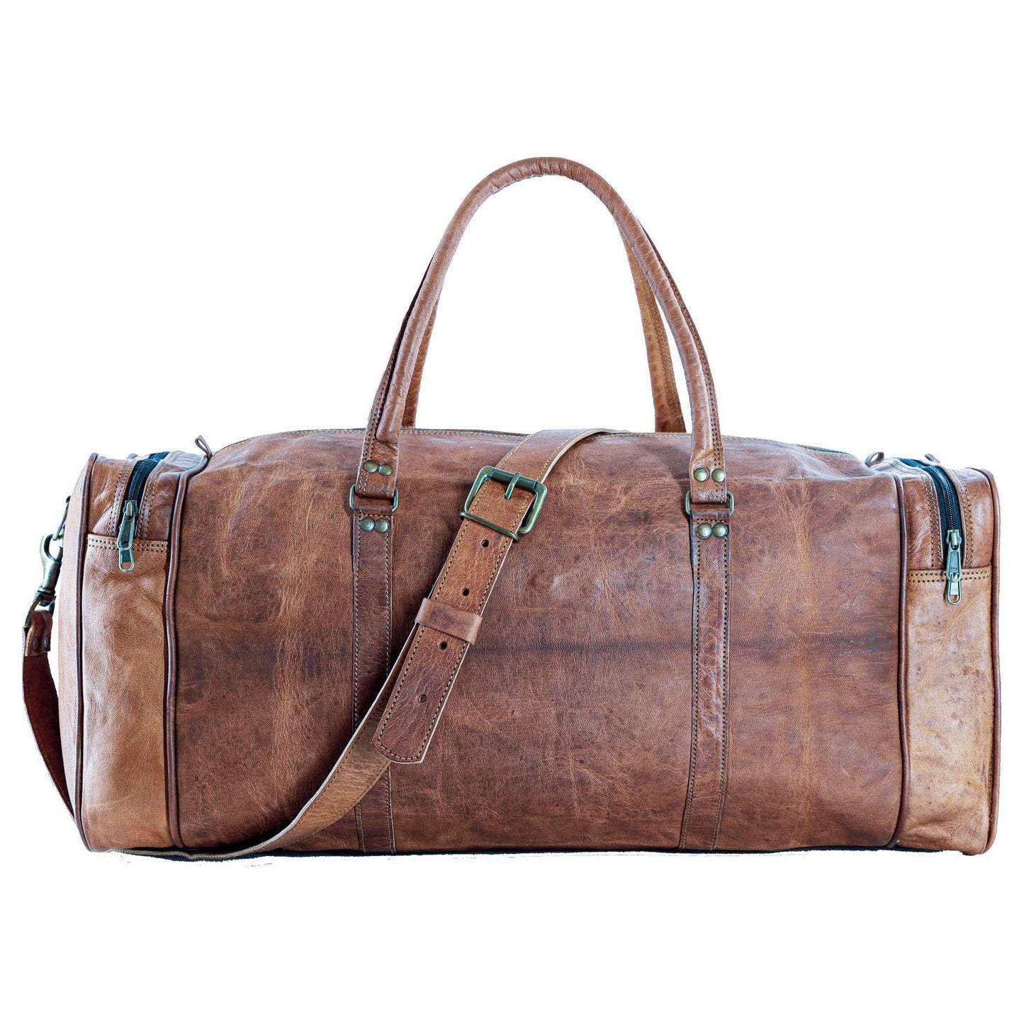 Leather duffle bags large 24 Inch Square Duffel Travel Gym Sports Overnight Weekender Leather Bag for men and women