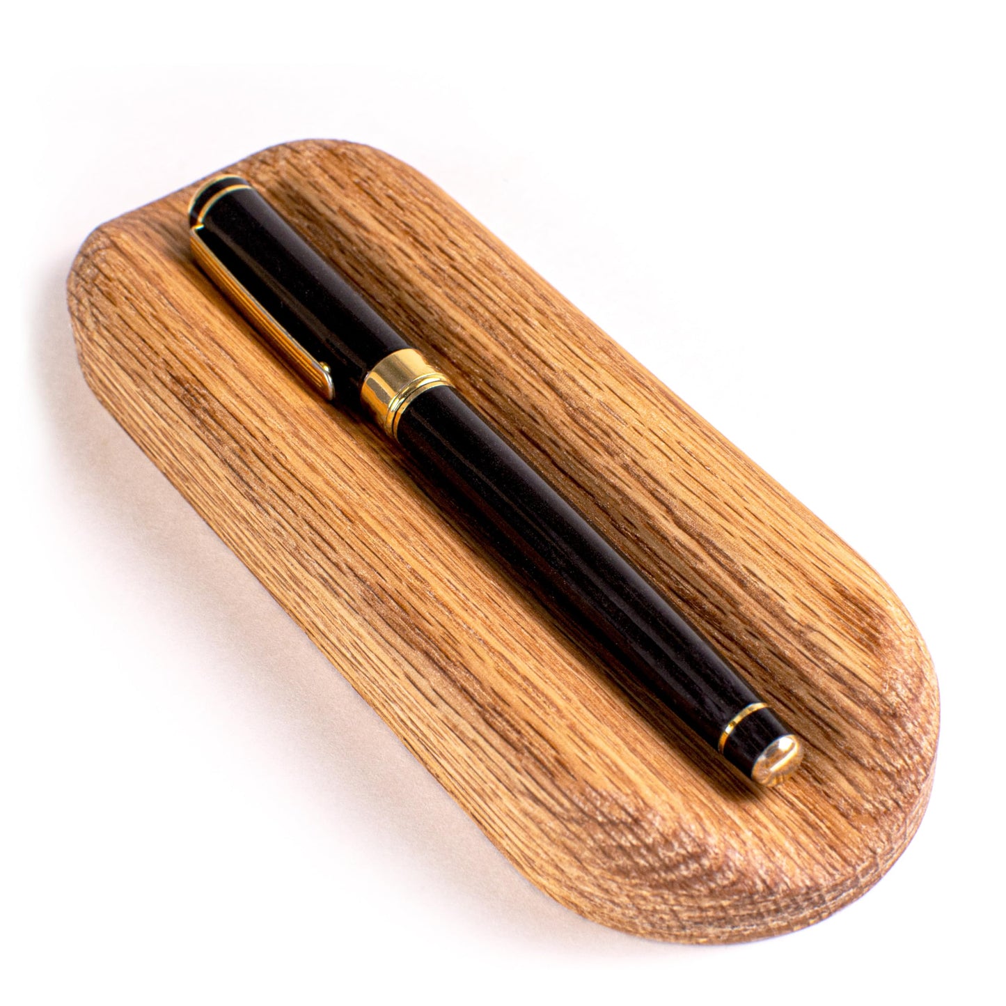 Vorovale Solid Oak Single Pen Tray, Minimalist Desk Organizer, Natural Wood, Handcrafted, Precision Angled Channel