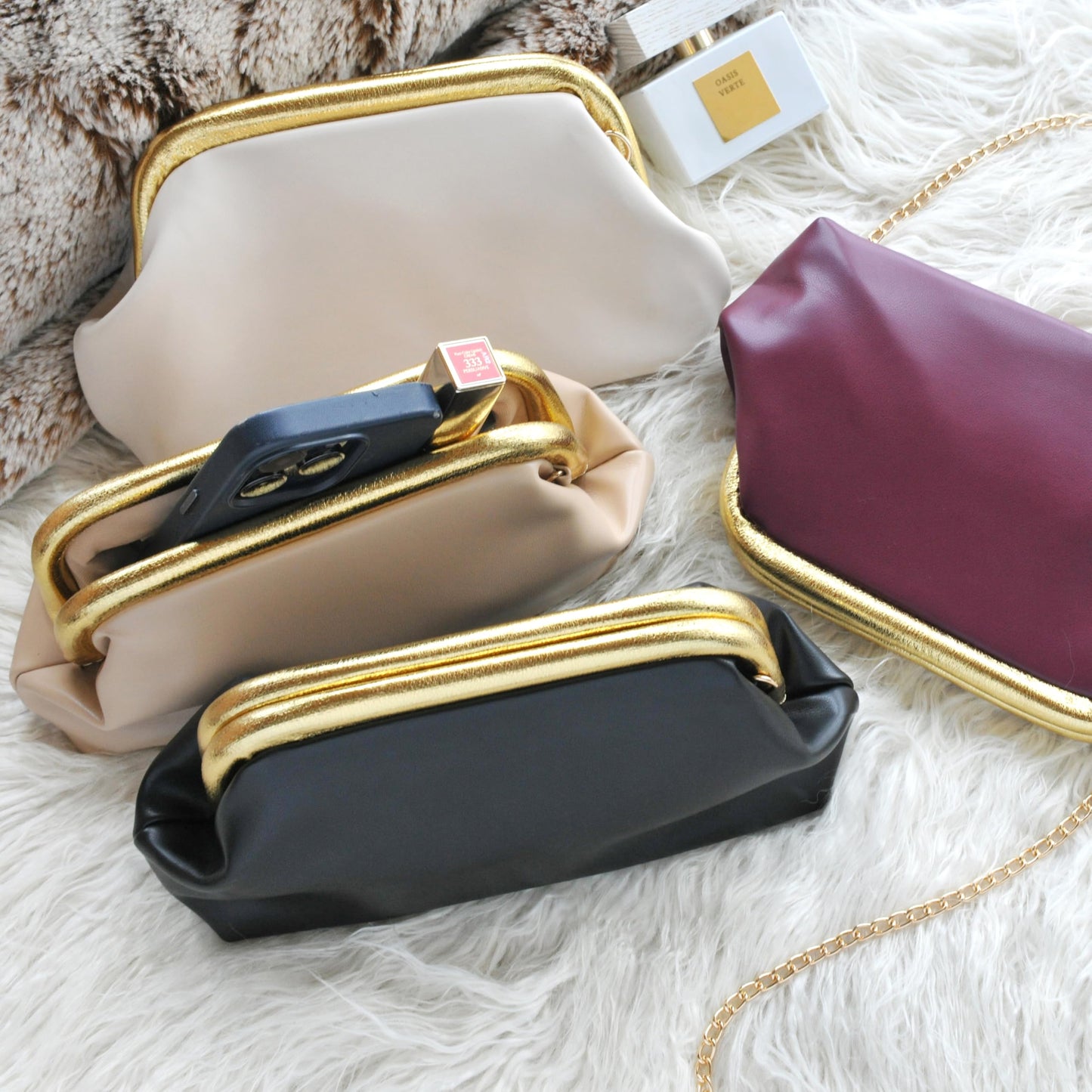 Women's Evening Clutch Purse with Detachable Chain Strap Soft Faux Leather Shoulder Bag for Evening Party,Wedding,Night Out (Black)