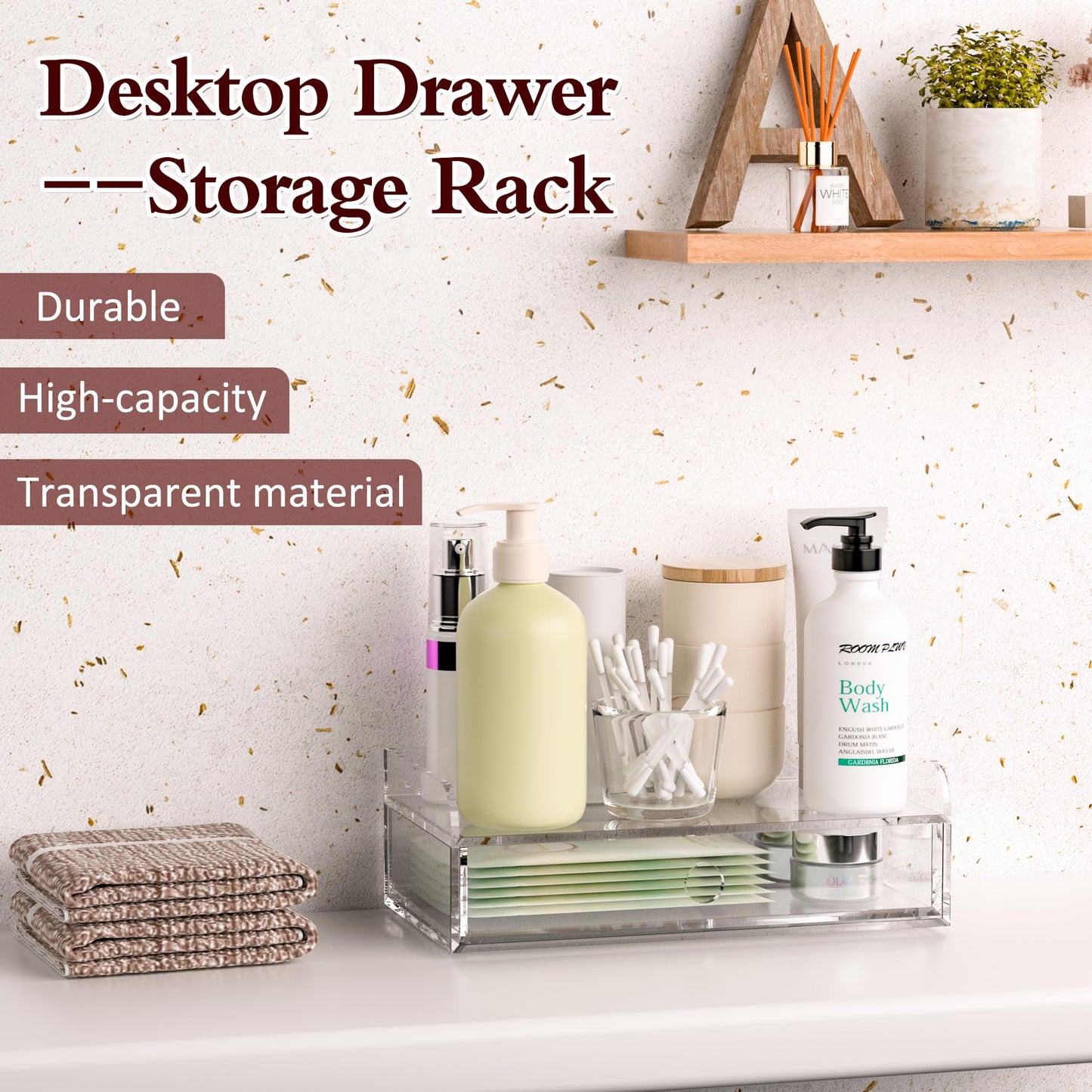 Hongtuocb Acrylic Desk Organizer 12 "x 6.7" x 4", Clear Desktop Drawer Tabletop Storage Organization for Office Home Makeup Skincare Jewelry