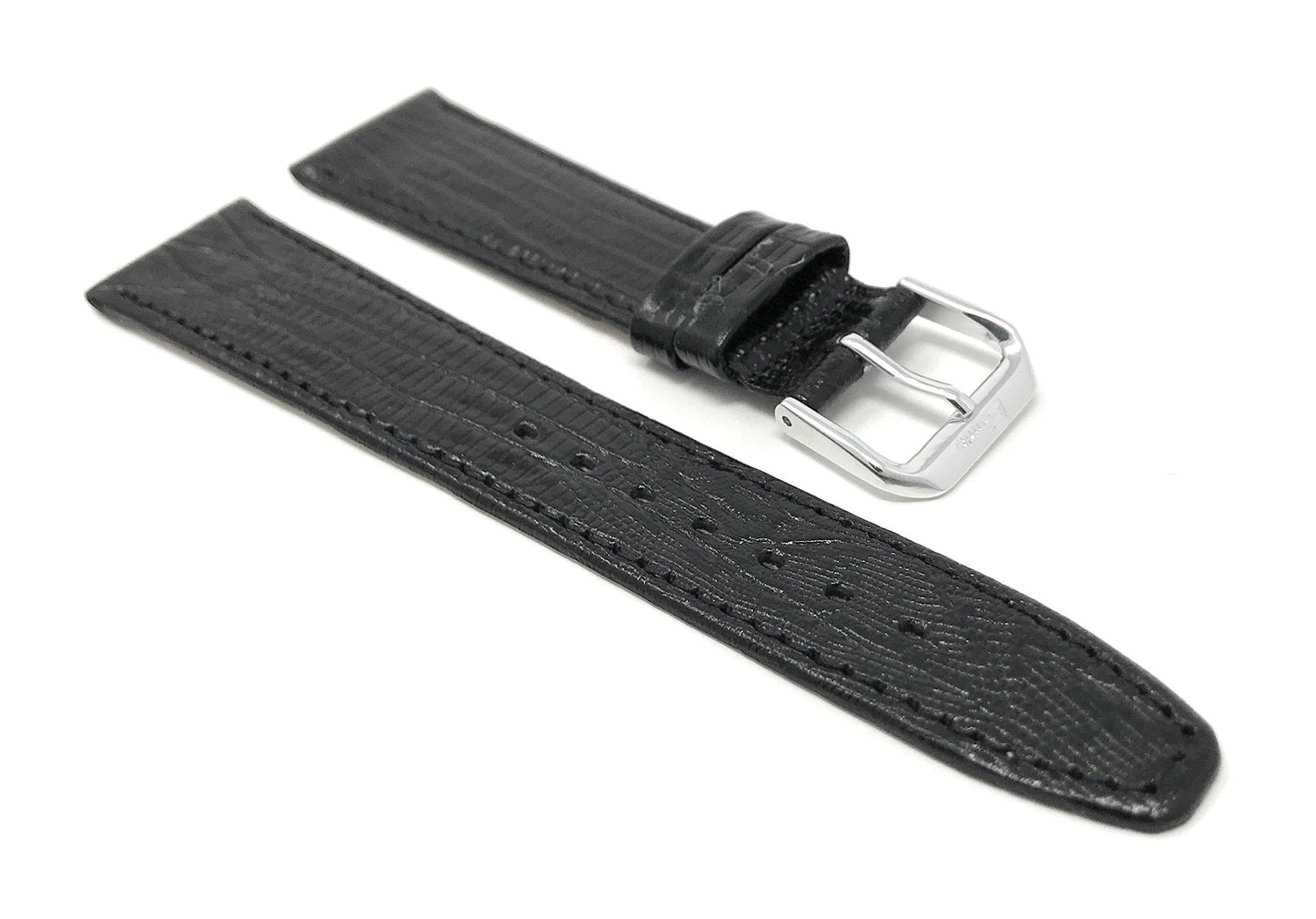Bandini 10mm Womens Italian Leather Watch Band Strap - Black - Lizard Pattern - Slim