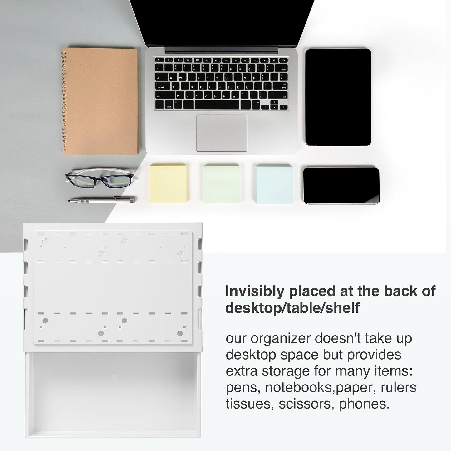 AirTaxiing Under Desk Drawer - Super Large Under Table Hidden Drawer Desk Accessories & Workspace Organizers Desktop Storage Pencil Slide Out Organizer with Screw Adhesive Tape Shelf Tray at Office