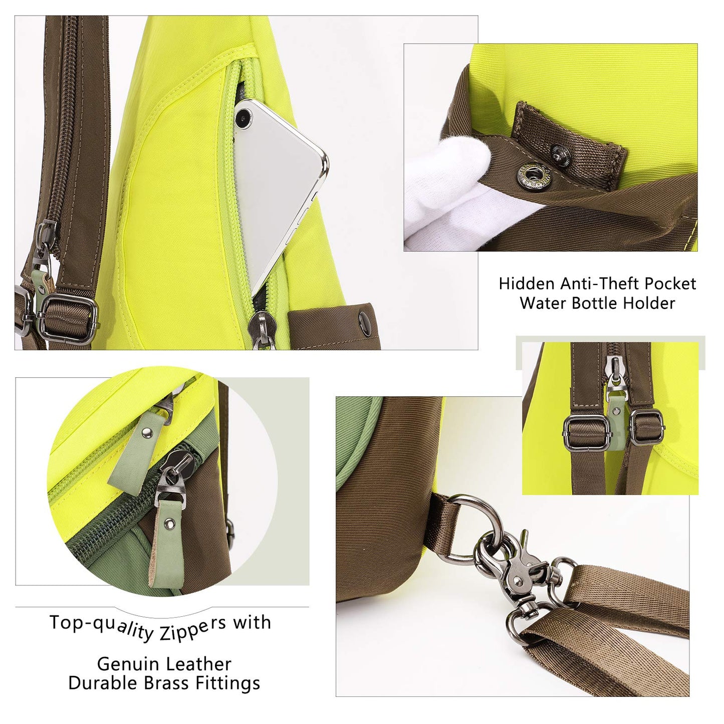 KL928 Nylon Sling Bag - Small Crossbody Backpack Shoulder Casual Daypack Multipurpose Rucksack for Men Women