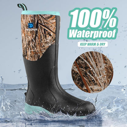 Rubber Boots for Women - Waterproof Insulated Mud Rain Boots with Steel Shank | Anti-Slip Outdoor Work Boots, Size 6-11