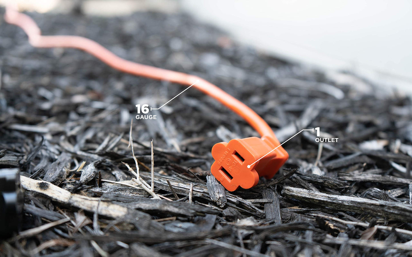 Southwire Woods 50ft Outdoor Extension Cord – Bright Orange, 16/2 Two-Prong – Durable SJTW Jacket for Landscaping & Light-Duty Power – Molded Plug