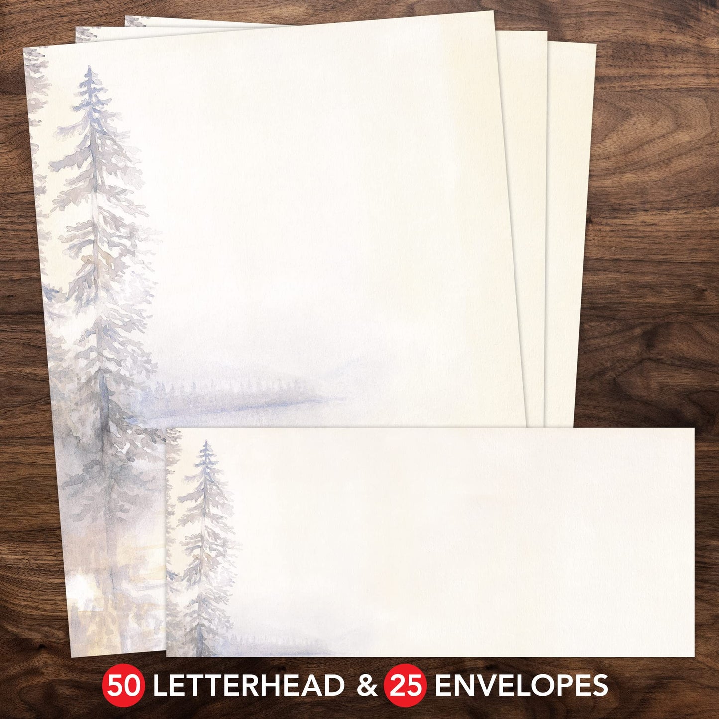 Great Papers! Morning Mist 2-Sided 8.5" x 11" Letterhead and #10 Envelope Stationery Set, 50 Stationery Sheets and 25 Matching Envelopes, 75 pieces (2021039)