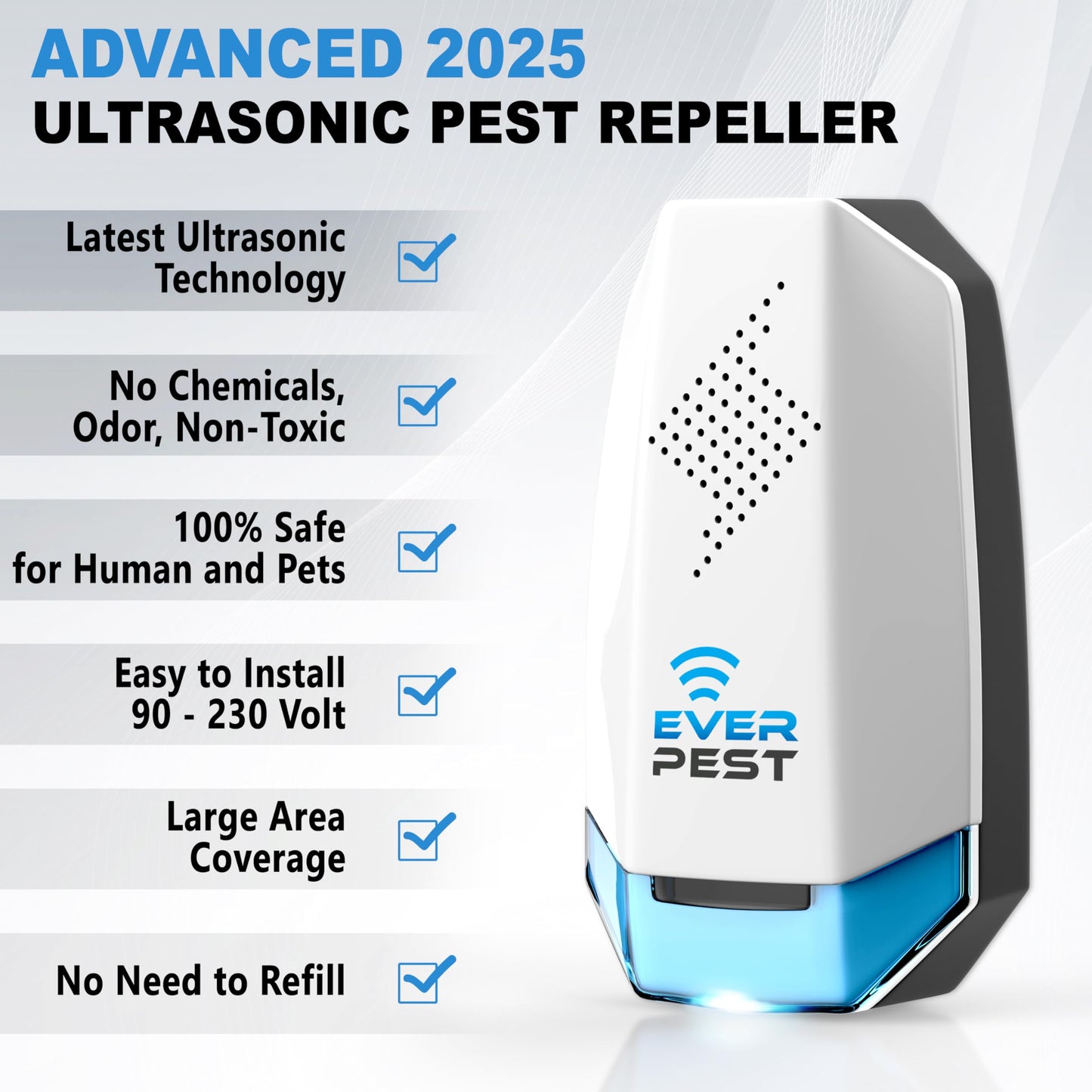 Ultrasonic Pest Repeller Control Plug in 2 Pack- Electronic Insect Defender - Roach Bed Bug Mouse Mosquito - Indoor Reject - for Cockroach Ants Mice Fly Rat Bedbug Model UD9284