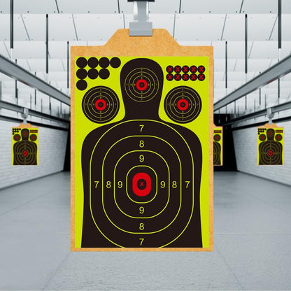 Rsgift 25 Packs Splatter Targets for Shooting,12x18 Inch Adhesive Shooting Targets with Repair Pasters,Reactive Fluorescent Yellow Shooting Targets for Outdoor Indoor Shooting Practice