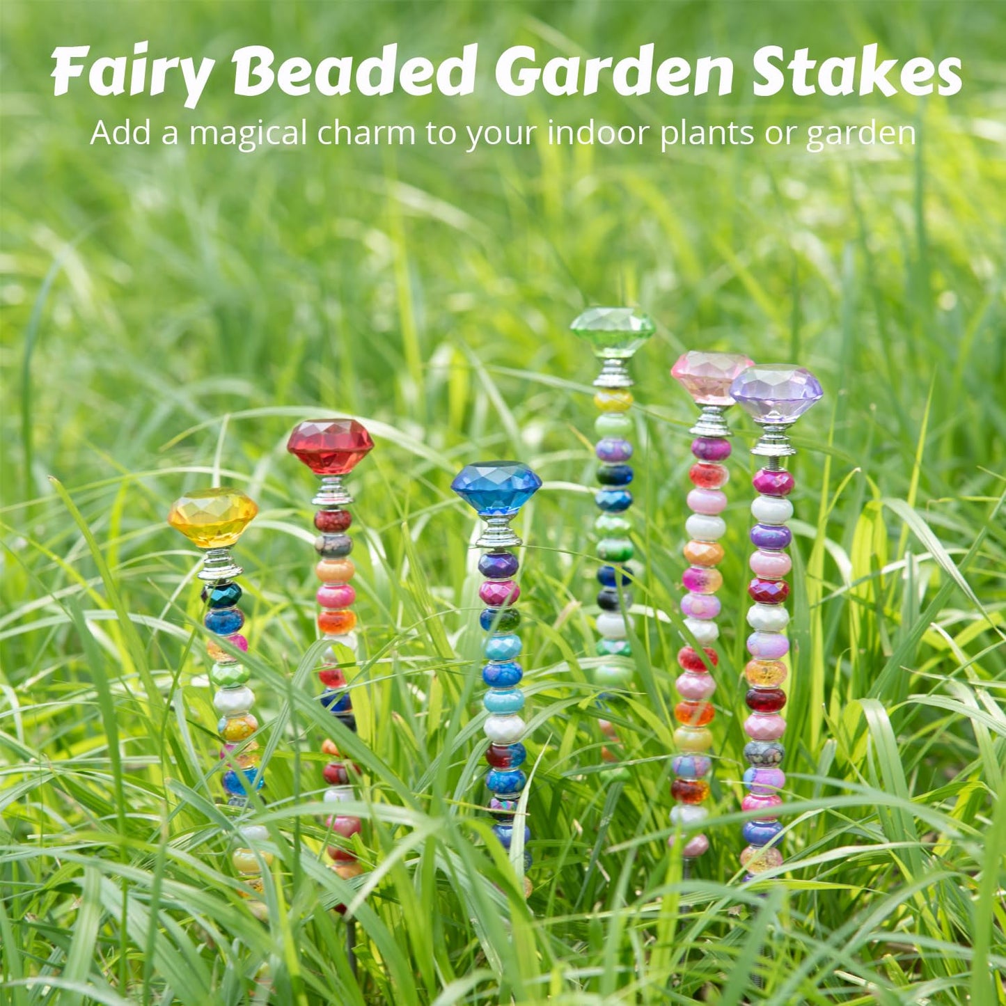 Prefdo 236 PCS Decorative Garden Stakes DIY Fairy Wand Beaded Kit