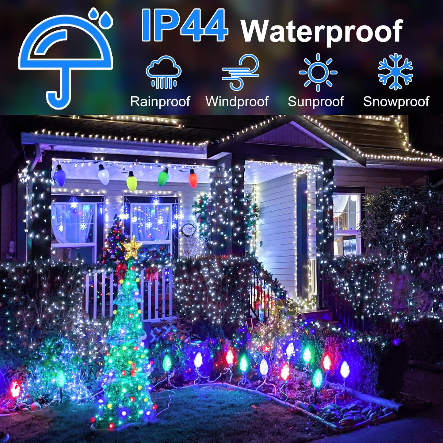 FLVOECN 1200LED Christmas Lights Outdoor Decorations 8 Modes & Memory Timer Christmas Lights with Plug Waterproof Fairy String Lights for Xmas Home Holiday Decor (Cool White, 392 FT 1200 LED)