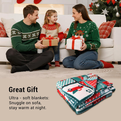 Gogreen Cozy Printed Blanket Twin Christmas Collection - 300 GSM Fleece Blanket Twin Size for Home Decoration, Ultra Soft (Twin - 60" x 80")