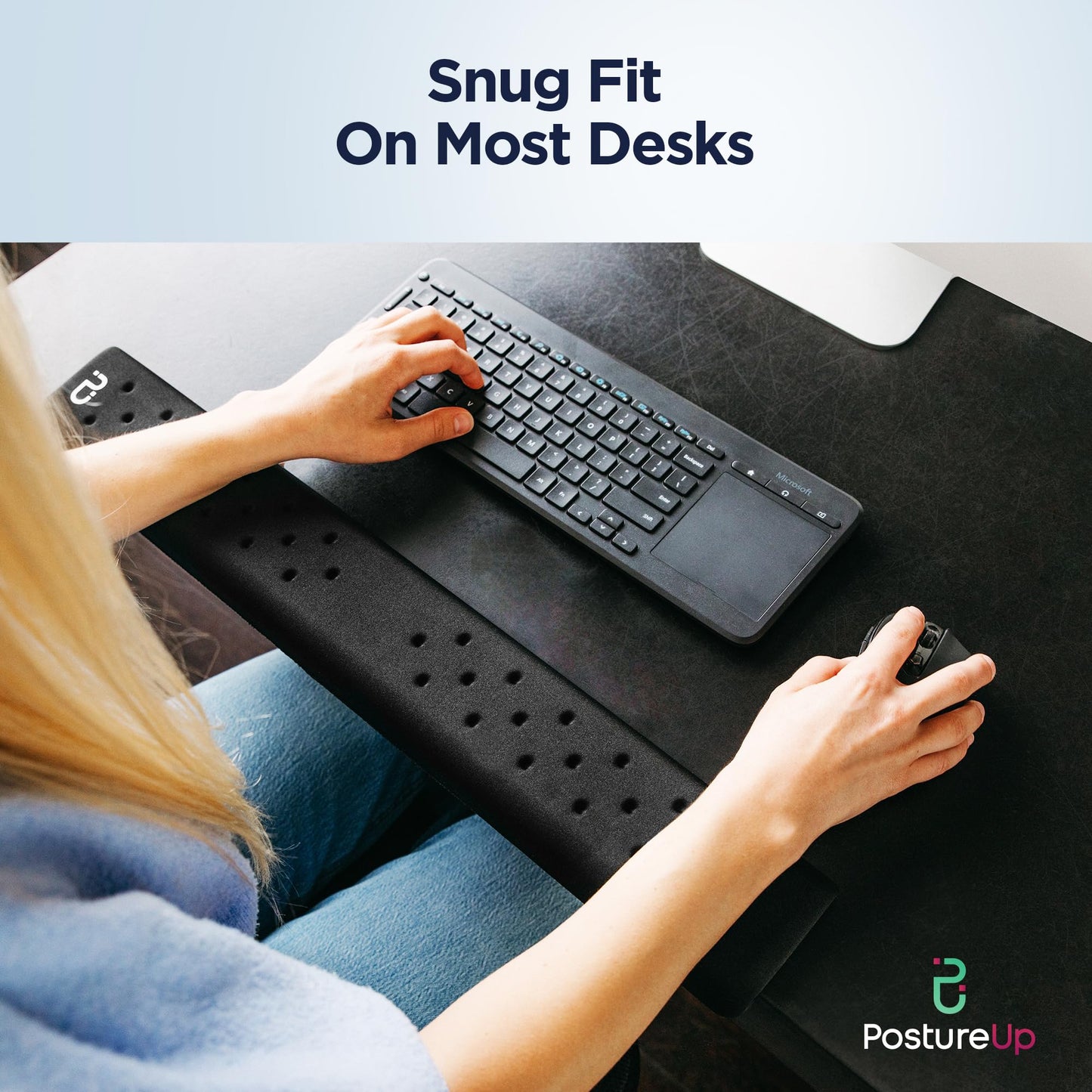 EdgeRest PostureUp L-Shaped Desk Long Wrist Rest Elbow, Forearm & Wrist Comfort Support for Table or Desk Edge, Non-Slip, Memory Foam Padding, Ergonomic Design for Work, Universal Fit, Black