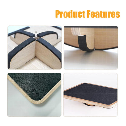 Adult Professional Wooden Balance Board - 350 lbs Non-Slip Balance Board Design, Suitable for Physical Therapy and Under-Desk Use, 2 Simple Setup Methods, Durable and Stable Wooden Board