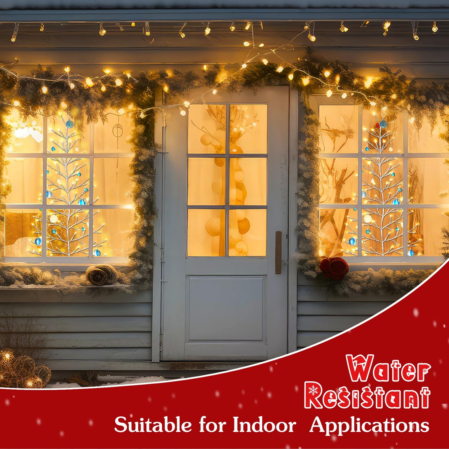 ElectricWise 5 FT 144 LED Lighted Wall Christmas Tree with Decorative Balls, 8 Light Modes Plug in Half Christmas Tree, Hanging Flat Mounted Trees for Holiday Apartment Room (Silver, Blue and White)