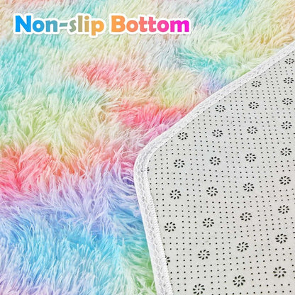 Monobeach Pink Kids Rug for Nursery Children Room Decor Ultra Soft Hexagon Carpet for Princess Tent for Girls Baby Play Mat for Floor 55”x 47” (Rainbow Hexagon, 55”x 47”)