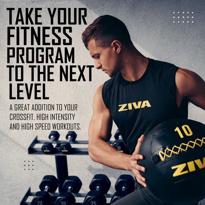 ZIVA Soft Wall Ball – Highly Durable Weighted Exercise Medicine Slam Ball for Strength and Conditoning Workout - 8 lbs, 13.7"