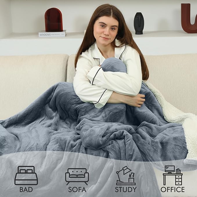 Electric Heated Blanket Twin Size, 62"x84" Electric Throw Blanket with ETL & FCC Certification, Fast Heating Blanket with 5 temperatures & 10 Hours Auto Off, Machine Washable, Gray