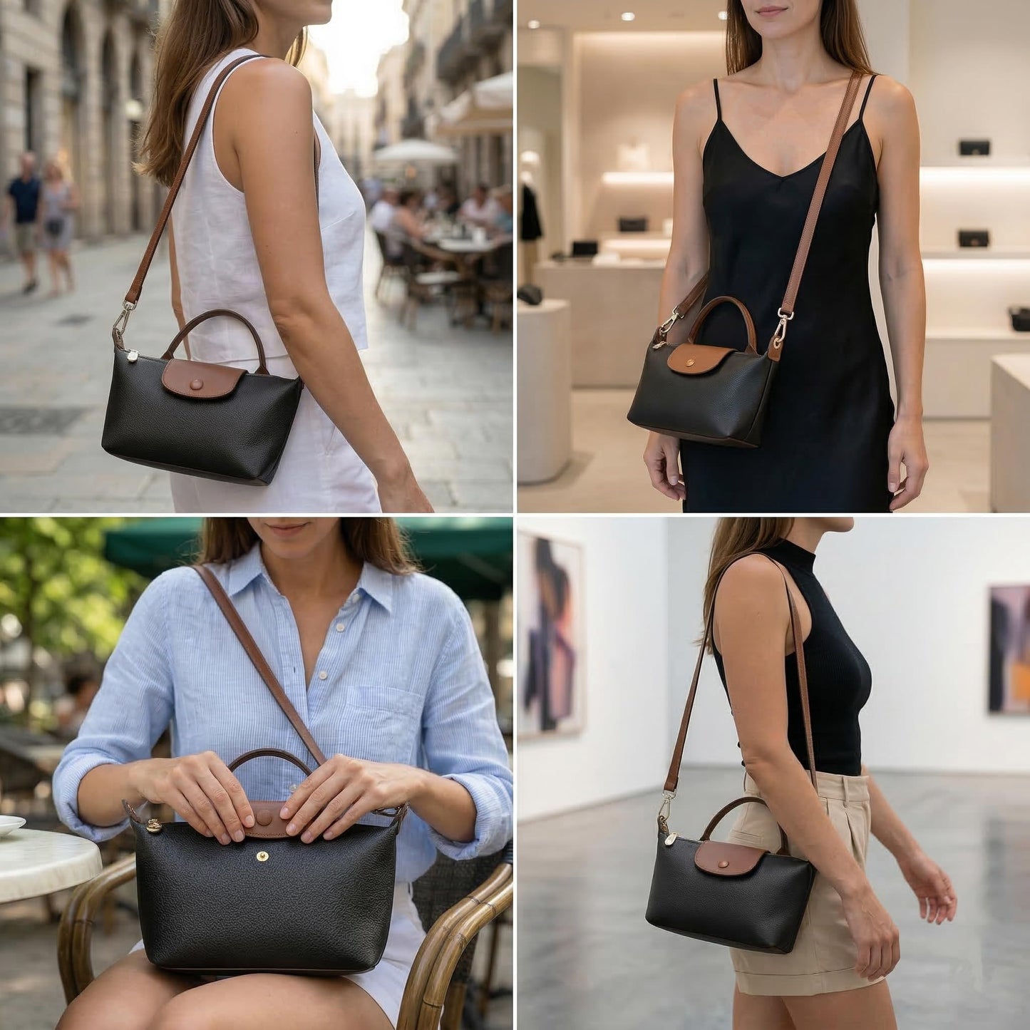sagact Chic Dumpling Crossbody Bag for Women - Soft Vegan Leather Side Sling Pouch with Anti-Theft Hidden Pocket - Lightweight Mini Messenger Purse for Travel, Shopping and Daily Use (8.66" x 5.12")