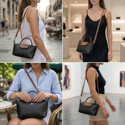 sagact Chic Dumpling Crossbody Bag for Women - Soft Vegan Leather Side Sling Pouch with Anti-Theft Hidden Pocket - Lightweight Mini Messenger Purse for Travel, Shopping and Daily Use (8.66" x 5.12")