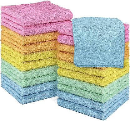 DecorRack 20 Pack 100% Cotton Wash Cloth, Luxurious Soft, 12 x 12 inch Ultra