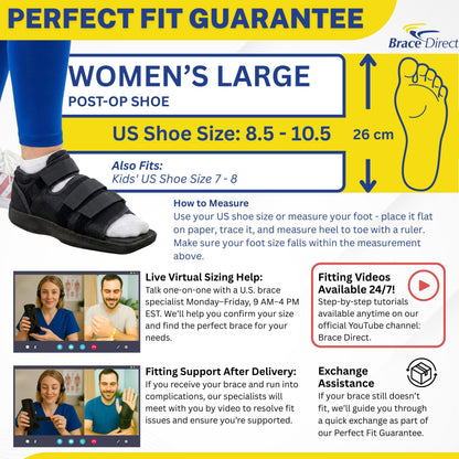 Brace Direct Post Op Shoe & Medical Foot Brace – Stress Fracture, Broken Toe & Bunion Support L3260 – Orthopedic Walking Immobilizer for Left or Right Foot (LG - WOMENS US SHOE: 8.5-10.5)