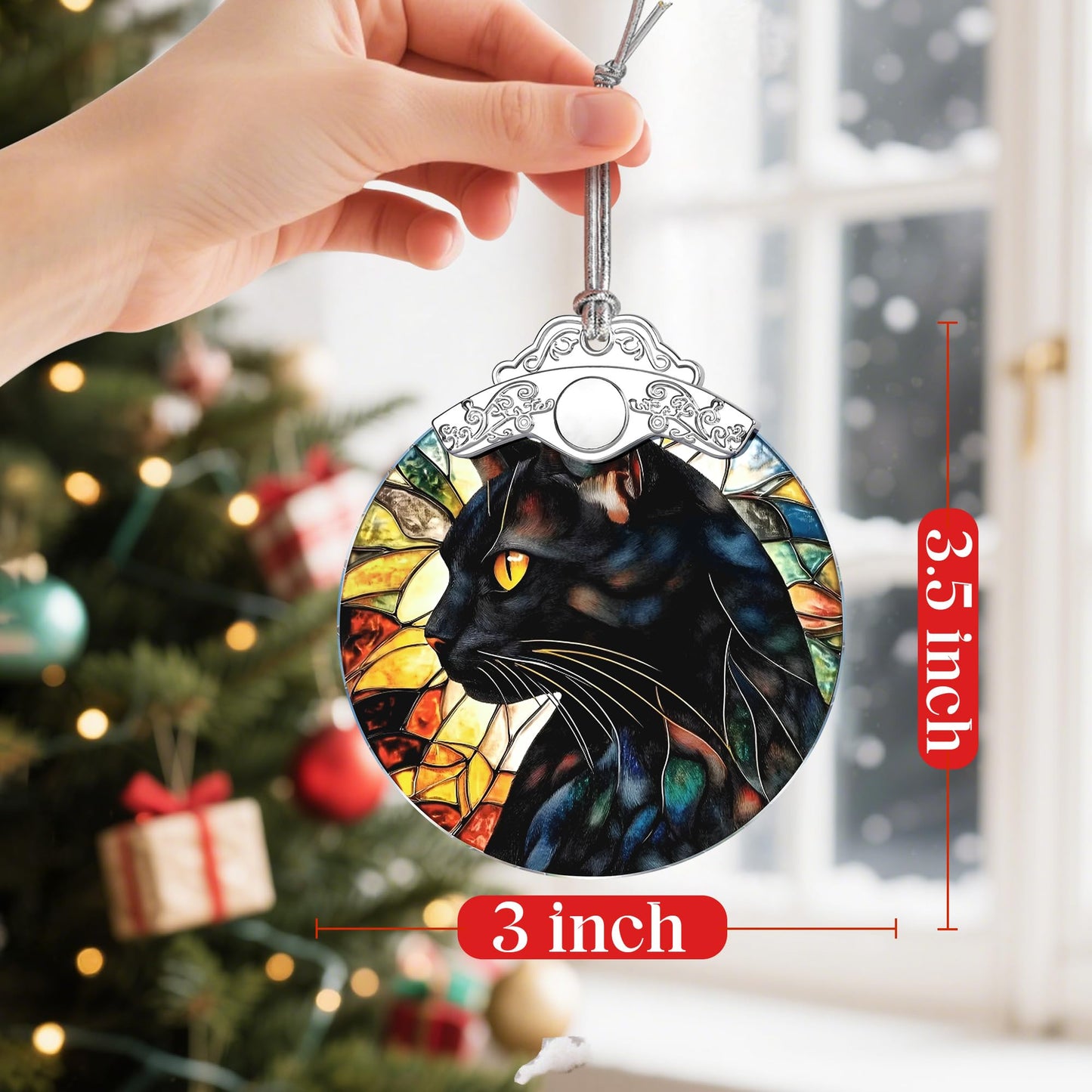 Christmas Ornaments: Christmas Tree Decorations, Black Cat Holiday Decor, Stocking Stuffers, Gift Ideas, Xmas Gifts & Gift for Cat Lover