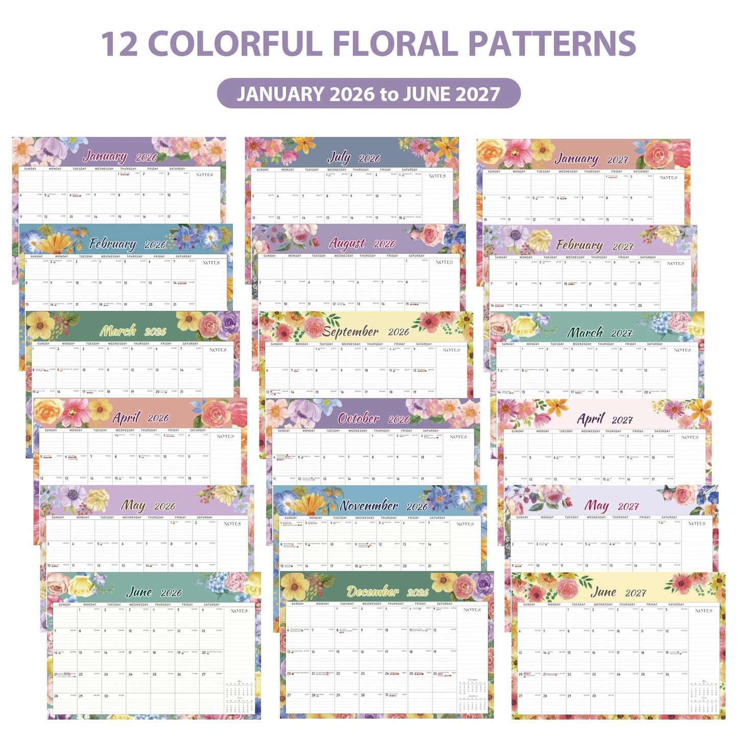 2026 Desk Calendar, Large Desktop/Wall Monthly Calendar (Jan. 2026 - Jun. 2027) 17'' x 12'' Personal Desk Planner for Teacher Family School Office Supplies