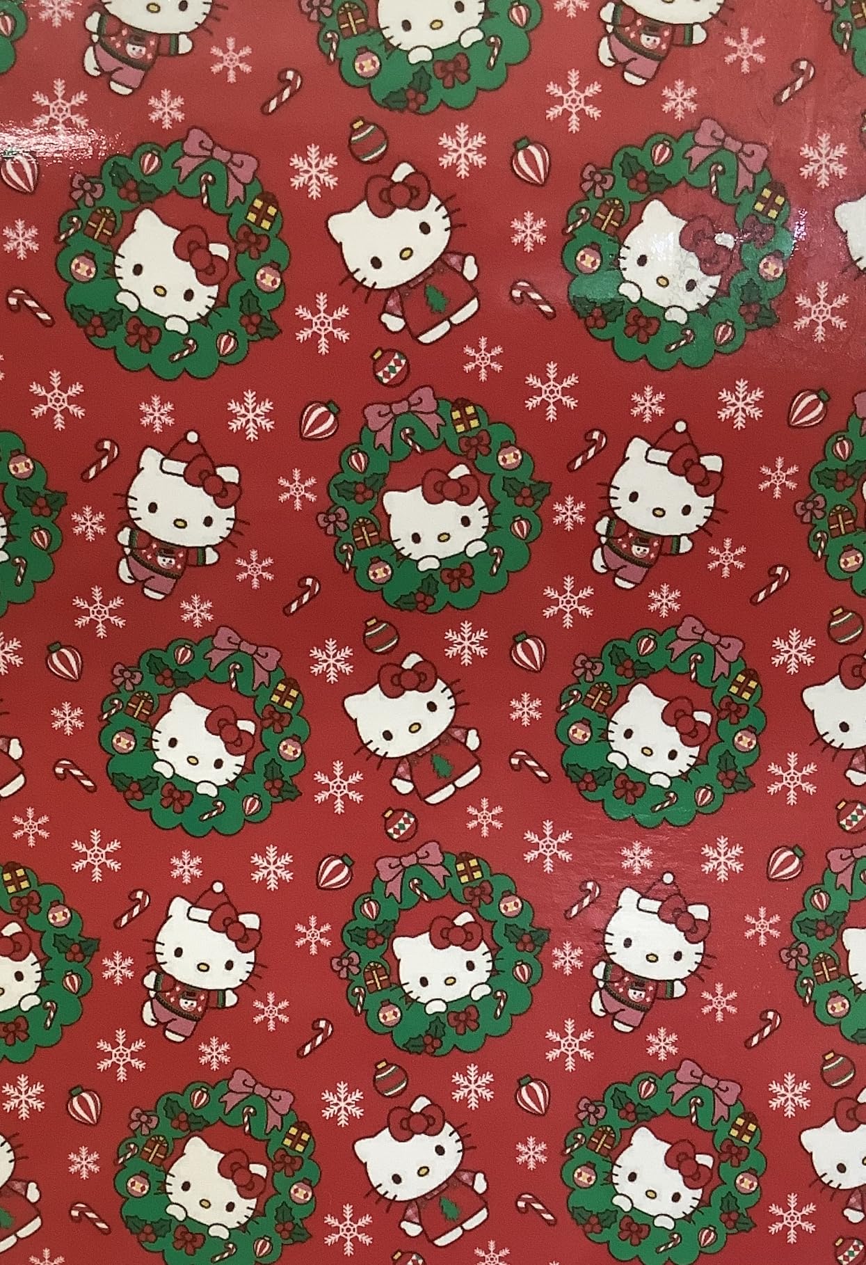 Northwest Hello Kitty Christmas Throw Blanket, Red Christmas Wreaths and Candy Canes, 50in x 70in