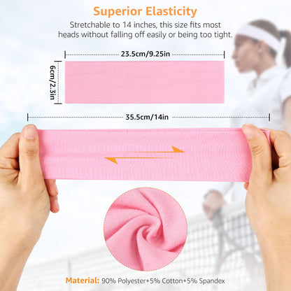 DiyJibb Headbands for Women, Stretchy Non Slip Soft Cotton Cloth Hair Bands for Sports, Workout, Yoga and Running, 7pcs