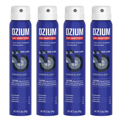 Ozium 3.5 Oz. Air Sanitizer & Odor Eliminator for Homes, Cars, Offices and More, Carbon Black Scent, 4 Pack