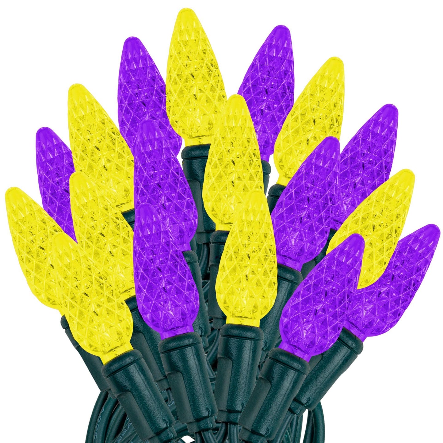 Novelty Lights 24FT 70 LED C6 LED Christmas String Lights, Commercial Grade LED String Lights, Permanent Christmas Lights, Outdoor Tree Decorations (Purple/Yellow)