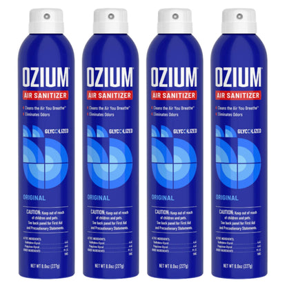 Ozium® 8 Oz. Air Sanitizer & Odor Eliminator for Homes, Cars, Offices and More, Original Scent - 4 Pack | Reduces Airborne Bacteria Eliminates Smoke & Malodors