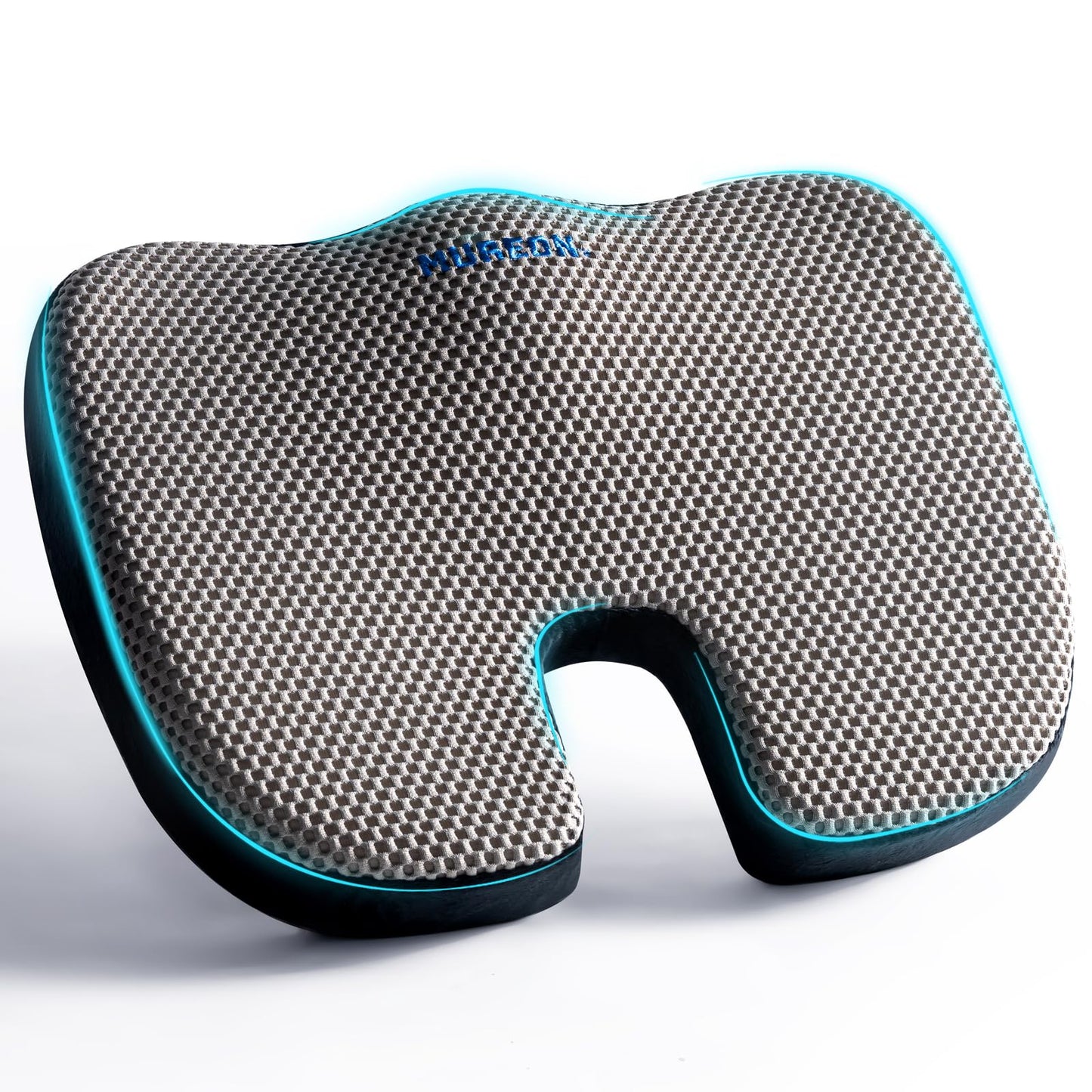 Mureon Seat Cushion for Office Chairs, Large Memory Foam Cushion for Car, Pressure Relief Ergonomic Chair Cushion with Non-Slip Cover for Soft Support for Hip All Day Comfort - Grey