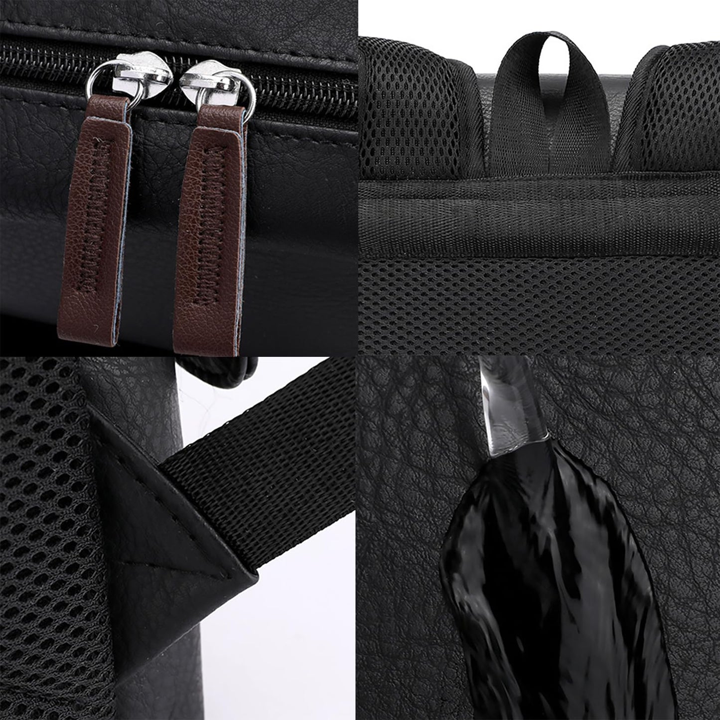 Farcauo Leather Backpack for Men Vintage Laptop Backpack Black Travel Work Backpacks Large Capacity Business Hiking Back Pack