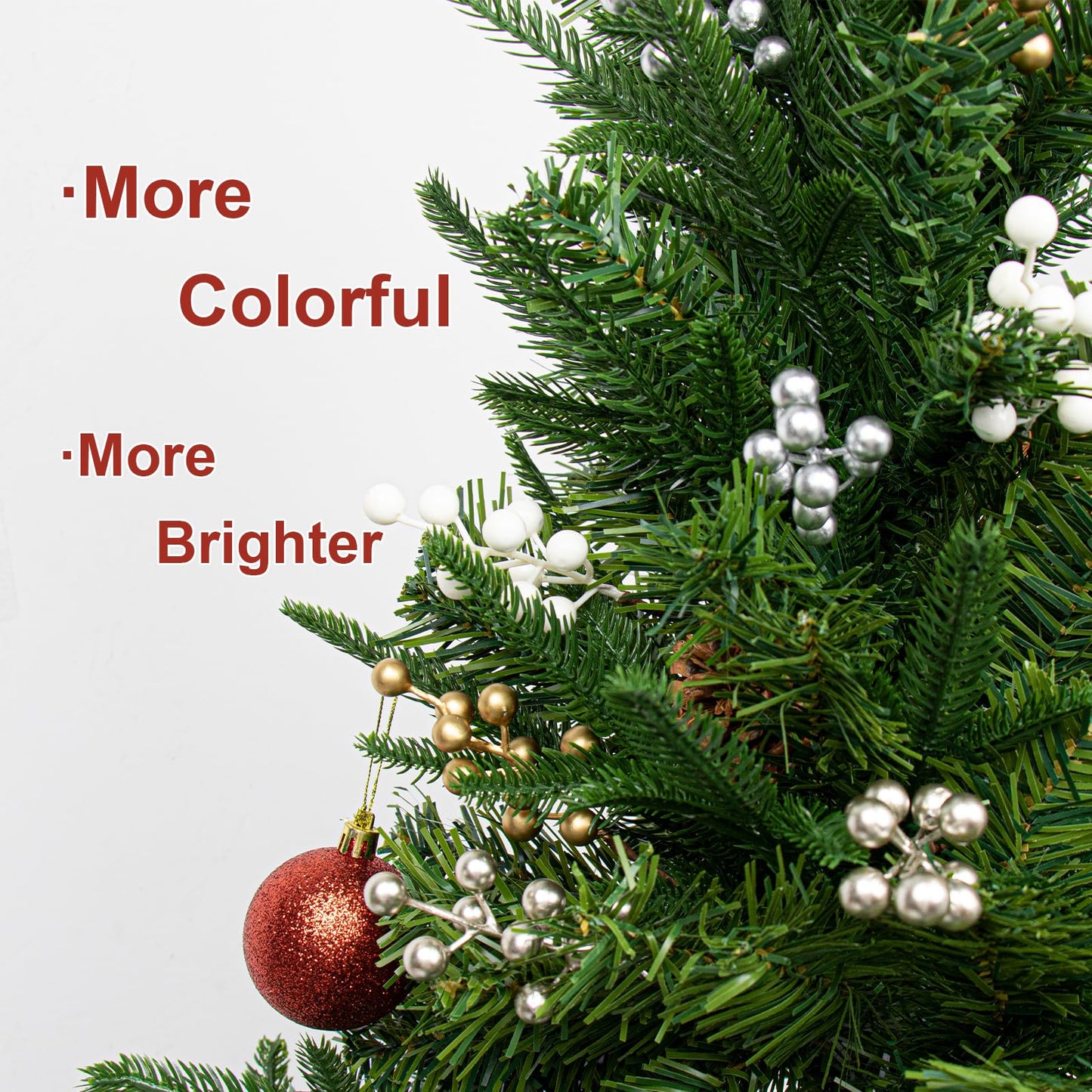 LLZLL 32 Pack Christmas Picks Artificial Christmas Tree Berries 6.5 Inch Holly Berry Stems for Winter Xmas Holiday DIY Ornaments（White）