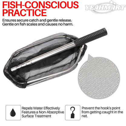 Yeahmart Fishing Net Minnow Nets with Aluminum Collapsible Telescopic Fishing Pole Handle and Nylon Mesh, Small Fishing Landing Net for Saltwater Freshwater, Extends to 61 inch (4 Sectional Handle)