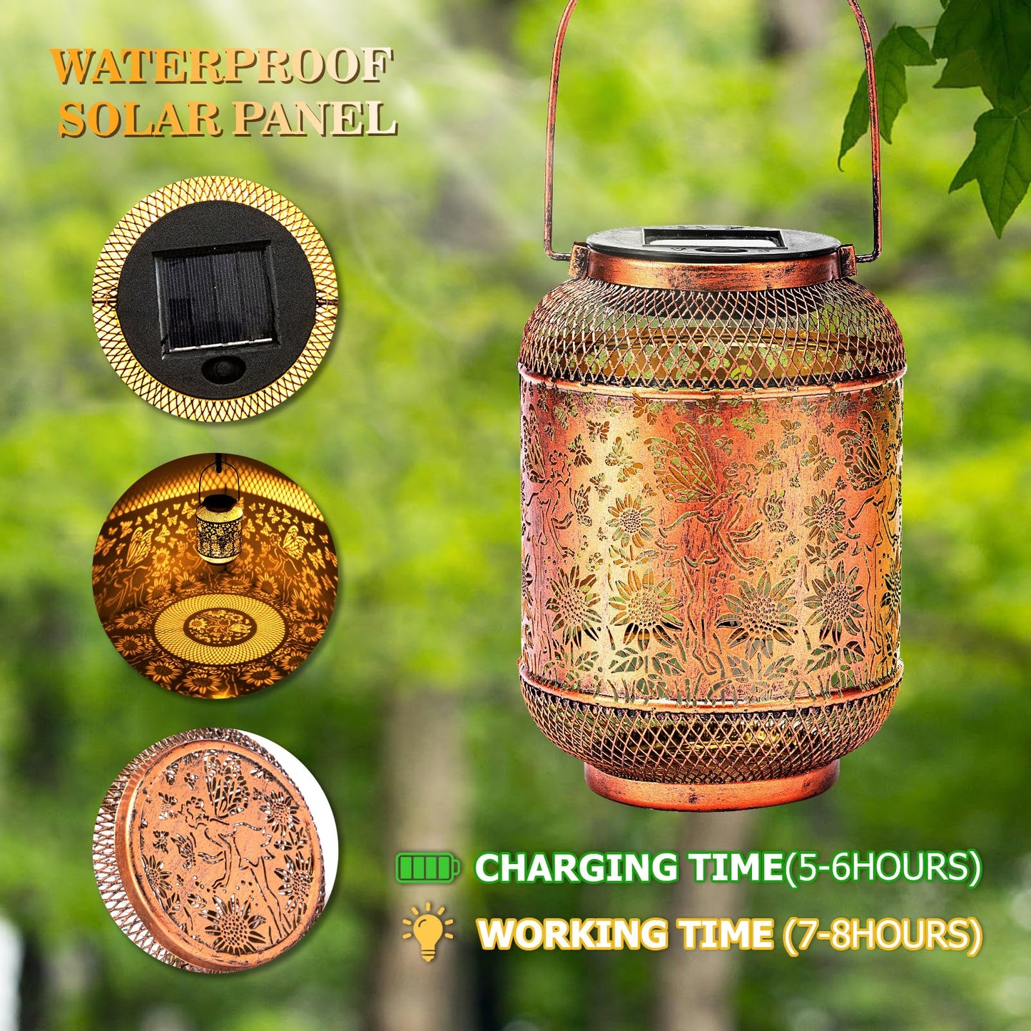 Hummingbird Solar Lantern Outdoor Waterproof Garden Decor, Christmas Gifts for Women, Mom, Metal Hanging Sunflower Solar Lights Outdoor Decoration for Yard, Patio, Tabletop, Pathway