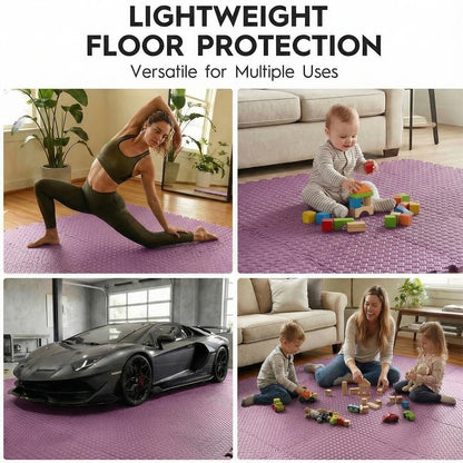 Haulcove Puzzle Exercise Mat, EVA Interlocking Foam Floor Tiles, Non-Slip, Protective, Water-Resistant Flooring for Home Gym & Workout Equipment, 12.6" x 12.6" x 0.4", 18 Sq Ft, 18 Tiles, Pink