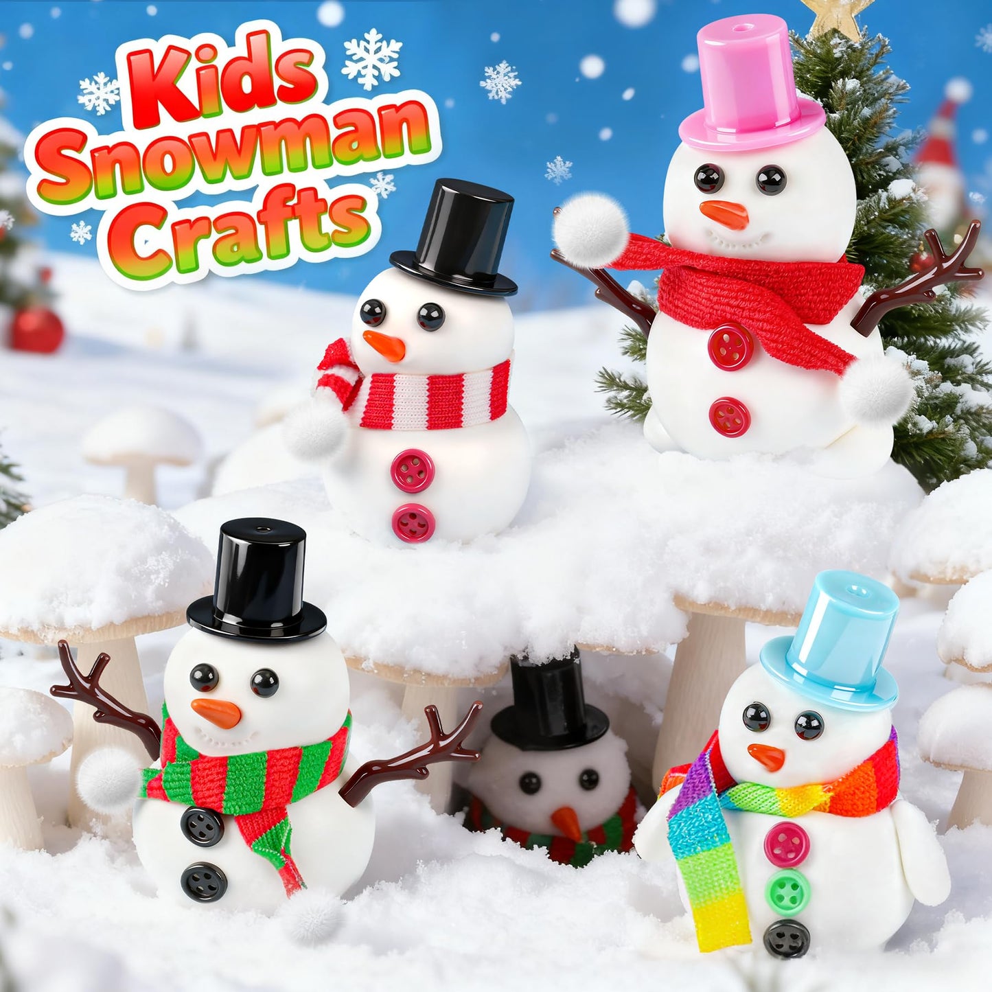 6 Pack Slime Stocking Stuffers, Stocking Stuffers for Kids,Christmas Crafts, Kids Crafts Snowman DIY Kit,Crafts Xmas Gift