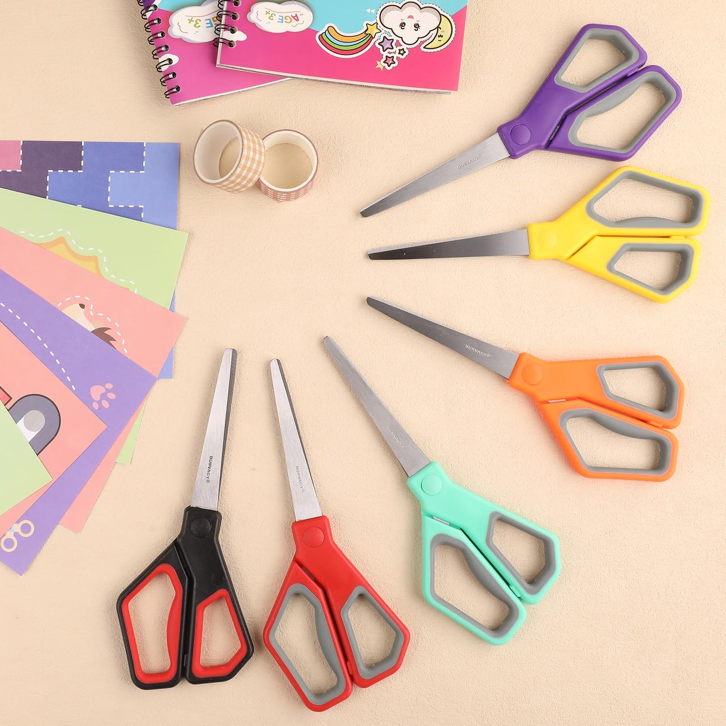 BURVAGY 18Pack 8" Scissors All Purpose, Heavy Duty Scissors with Ultra Sharp Blades Comfort Grip Handles - For Office Home School Sewing Fabric Crafts, High/Middle School Student Teacher Scissor