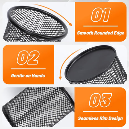 Segarty Pen Holder, 6 Pack Round Black Pen Cup Holder for Desk, Wire Mesh Pencil Containers Set for Office Supplies, School Maker, Home Desktop Accessories Organizer, Makeup Brush