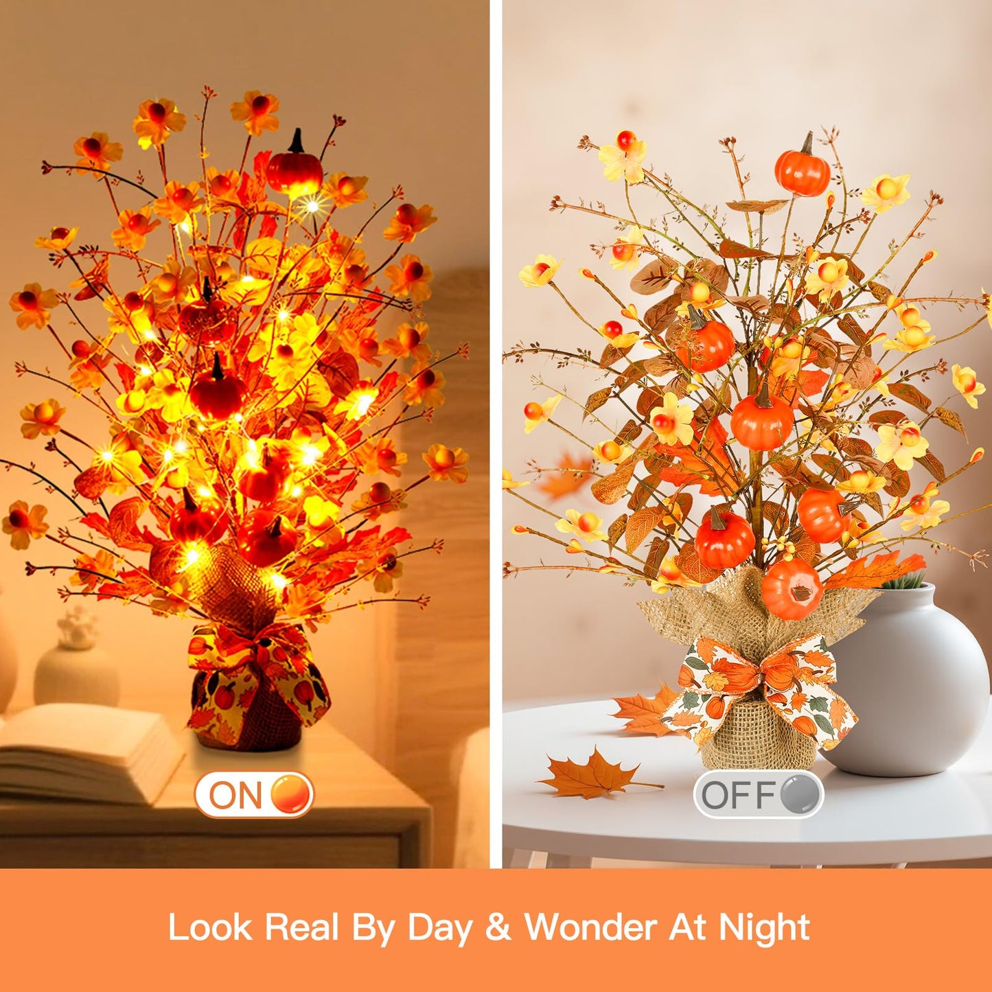 Joyhalo 2 Pack Lighted Christmas Tree Tabletop with LED Battery Operated Eucalyptus Trees with Lights, Christmas Centerpieces Decorations for Home, Tables, Desk, Office, Indoor Xmas Decor