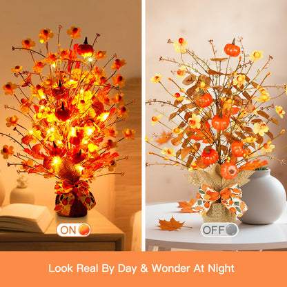 Joyhalo 2 Pack Lighted Christmas Tree Tabletop with LED Battery Operated Eucalyptus Trees with Lights, Christmas Centerpieces Decorations for Home, Tables, Desk, Office, Indoor Xmas Decor