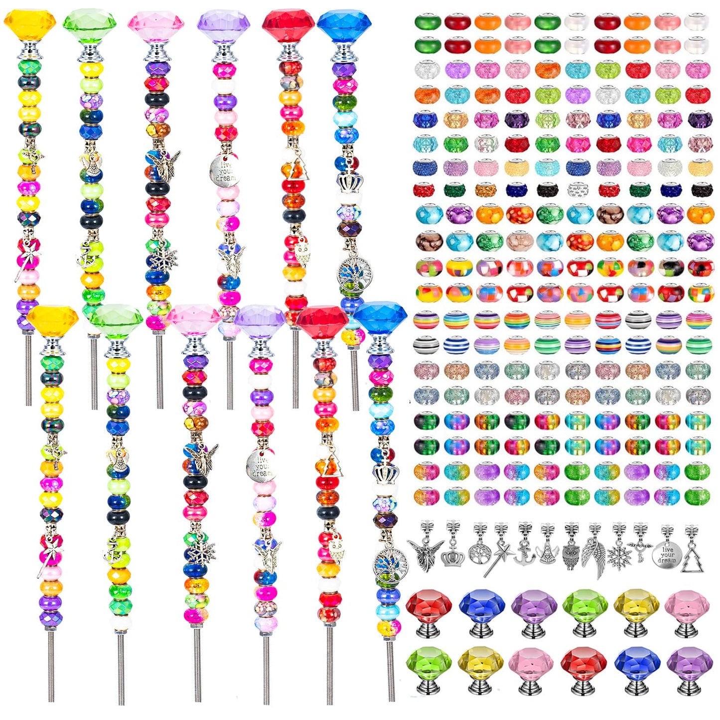 Prefdo 236 PCS Decorative Garden Stakes DIY Fairy Wand Beaded Kit