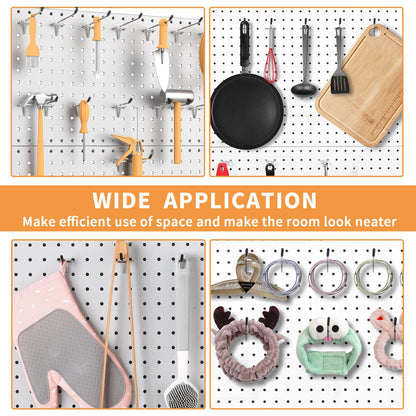 CAEYPOAR Pegboard Hooks, 25 Pack 4 inch Peg Board Hooks for Hanging, Fit 1/8" Metal Pegboards, Peg Board Hooks for Garage, Shop, Office, Crafts Organisation, Kitchen (Silver)
